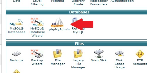 Open the phpMyAdmin page from within cPanel.