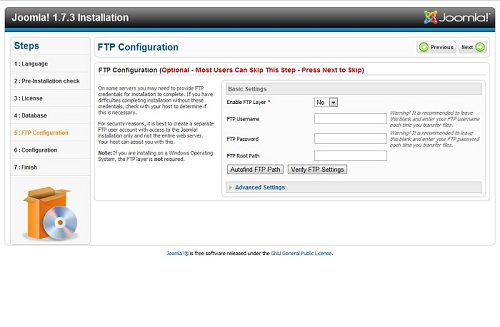 Configure the optional FTP backup.